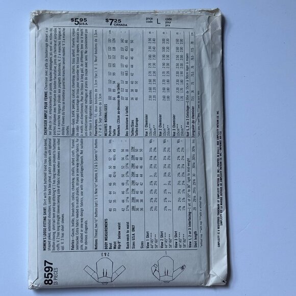 Simplicity Pattern 8597 Shirt - Picture 2 of 2